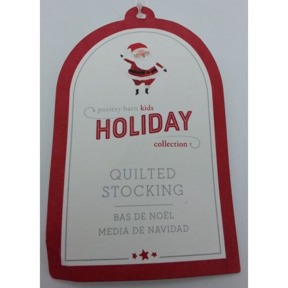 Pottery Barn Kids Riggs Jumbo Stocking Santa Gifts Holiday Quilted 31.5 Inches - Picture 5 of 9